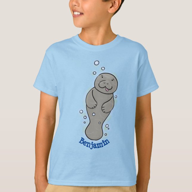 T-shirt Mignonne manatée bébé avec bulles illustration (Devant)