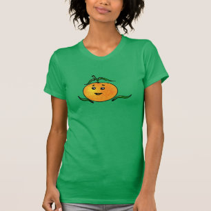 T-shirt Mignonne Mandarin Orange avec visage souriant