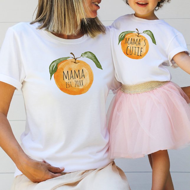 T-shirt Mignonne Mandarin Orange Mama Maman Jumelage enfan (Créateur téléchargé)