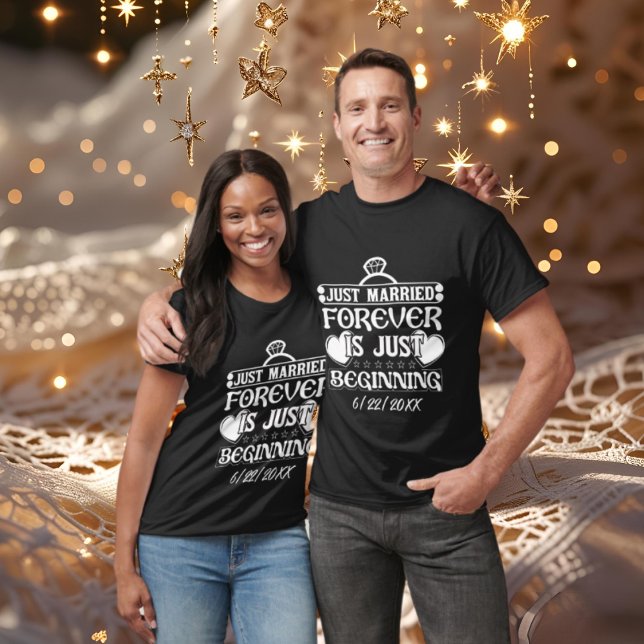 T-shirt Mignonne marié mot art ajouter date mariage (Créateur téléchargé)