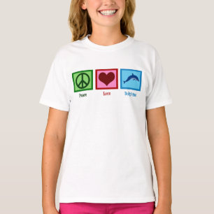 T-shirt Mignonne Mascotte Dauphin Paix Aimer Dauphins
