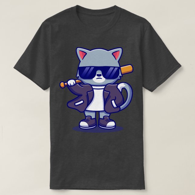 T-shirt Mignonne Mauvaise Chat Portant Un Costume Et Des L (Design devant)