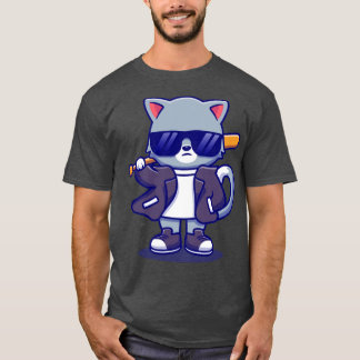 T-shirt Mignonne Mauvaise Chat Portant Un Costume Et Des L