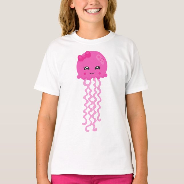 T-shirt Mignonne méduse, Petite méduse, méduse rose (Devant)