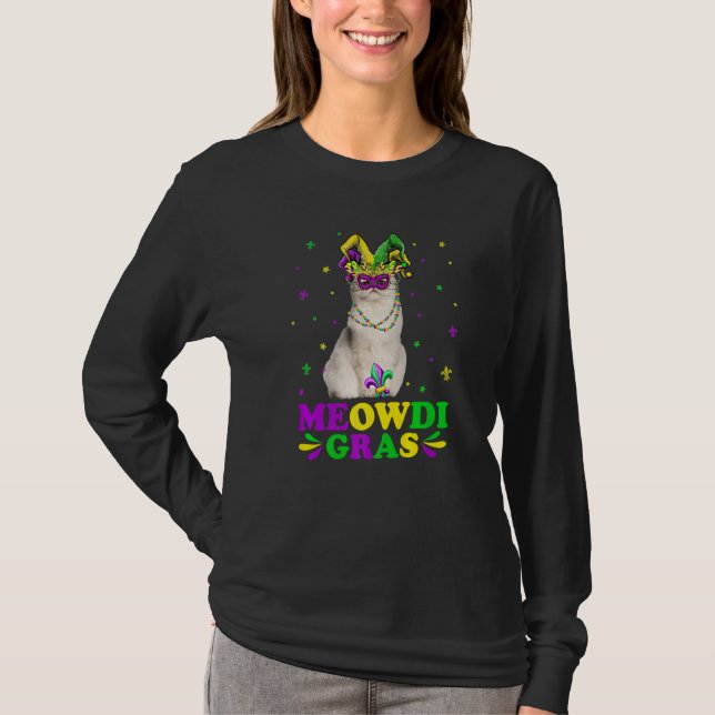 T-shirt Mignonne Meowdi Gras Manque de Carnaval de Chat Pe (Devant)