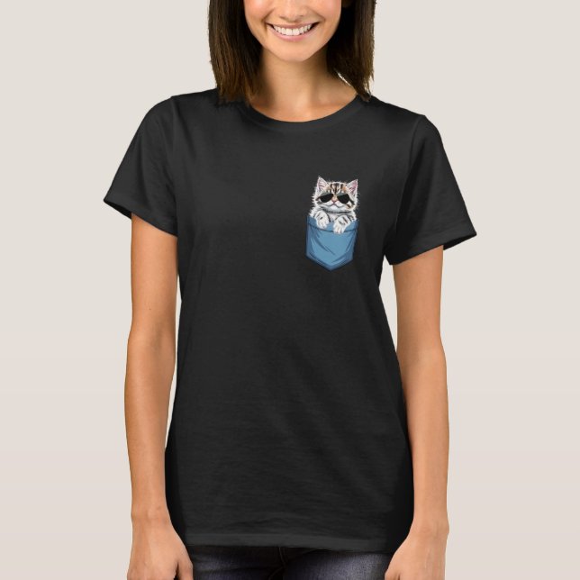 T-shirt Mignonne Mère de Chat Amateur de Chat Tabby de Poc (Devant)