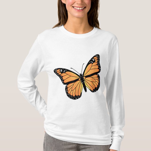 T-shirt Mignonne Monarque Papillon Art Hommes Femmes Beurr (Devant)