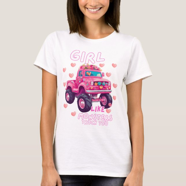 T-shirt Mignonne Monster Truck Girls Comme Monstres aussi (Devant)