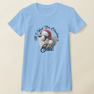 T-shirt Mignonne mouton portant le chapeau du Père Noël