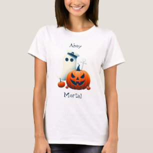 T-shirt Mignonne, nautique/côtier Halloween fantôme/citrou
