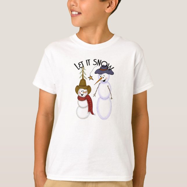 T-shirt Mignonne Noël Cowboy Snowman (Devant)
