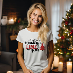 T-shirt Mignonne Noël Rouge Plus Merveilleux Temps Femmes
