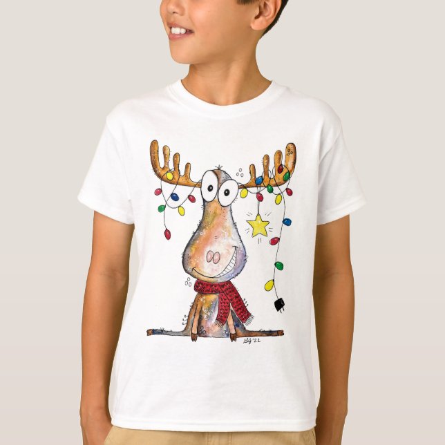 T-shirt Mignonne orignal de Noël (Devant)