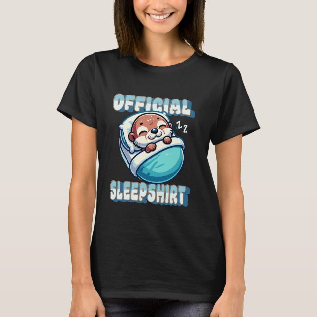 T-shirt Mignonne Otter Sleeping Coussin Official Sleep Shi (Devant)