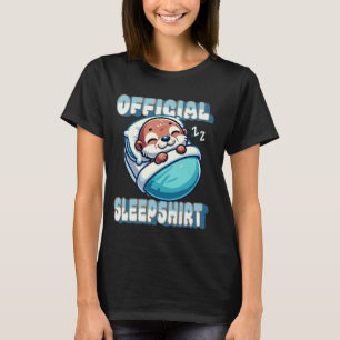 T-shirt Mignonne Otter Sleeping Coussin Official Sleep Shi