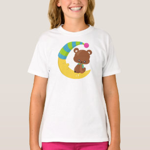 T-shirt Mignonne Ours, Ours Sur La Lune, Ours Avec Écharpe