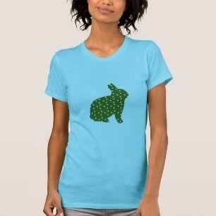T-shirt Mignonne Pâques lapin vert olive avec taches blanc