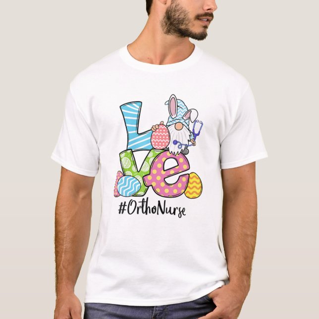 T-shirt Mignonne Pâques Ortho Infirmière Bunny Oreilles Jo (Devant)