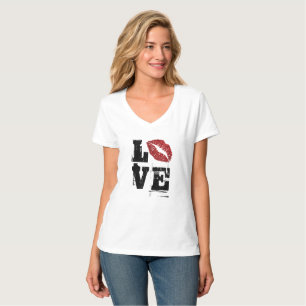 T-shirt Mignonne Parole AMOUR Avec Lèvres Rouges, Slogan