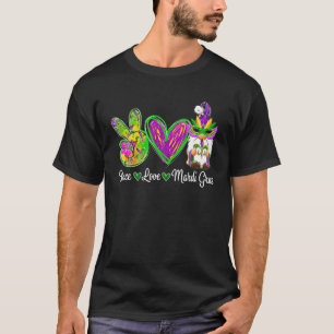 T-shirt Mignonne Peace Lov Mardi Gras Gnome Costume Party