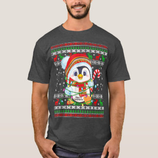T-shirt Mignonne Pingouin Éclairage Laid De Noël Vilain Po