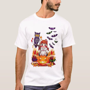 T-shirt Mignonne poupée Halloween hibou