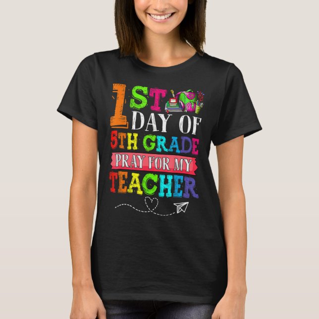 T-shirt Mignonne Priez Pour Mon Enseignant Premier Jour De (Devant)