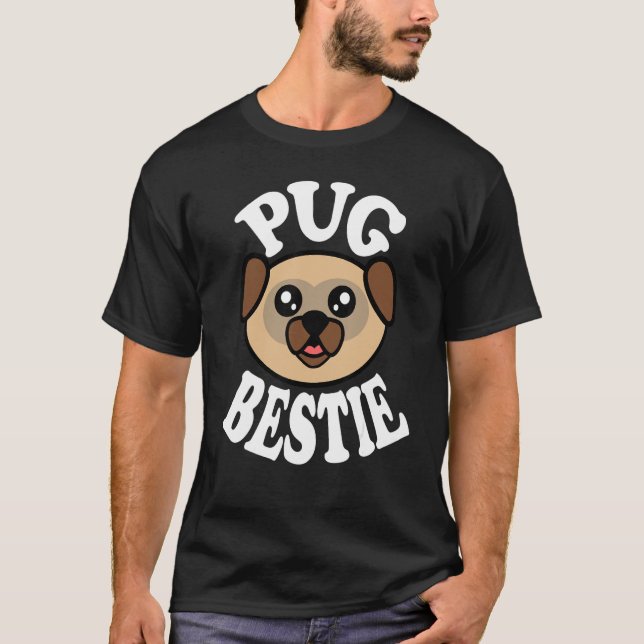 T-shirt Mignonne Pug Meilleure Amie (Devant)