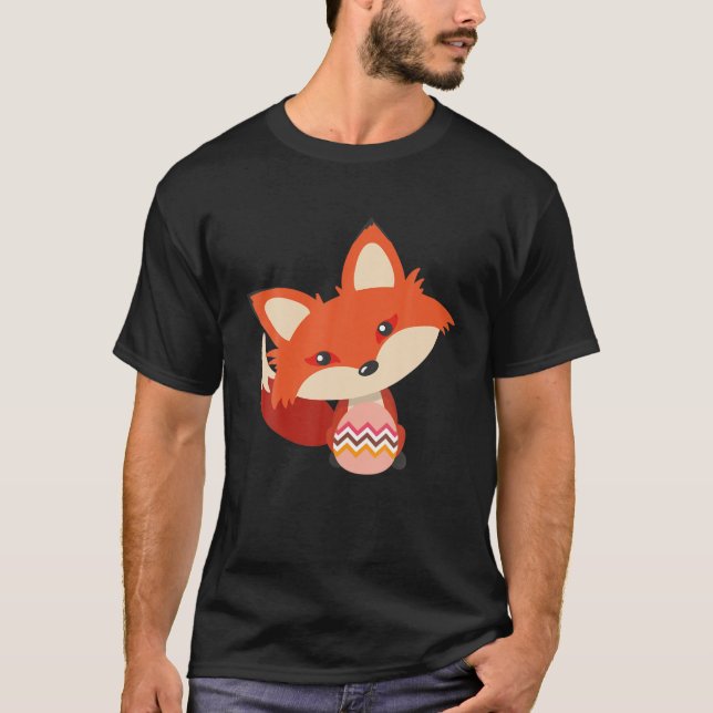 T-shirt Mignonne Renard Avec Un Oeuf Pâques, Fantastique P (Devant)