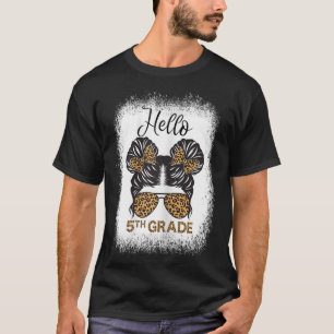 T-shirt Mignonne Retour À L'École Messy Bun Bonjour 5e Gra