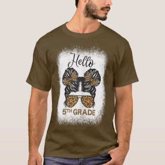 T-shirt Mignonne Retour À L'ÉcoleMessy Bun Bonjour Filles