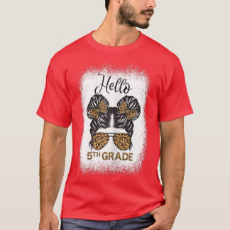 T-shirt Mignonne Retour À L'ÉcoleMessy Bun Bonjour Filles