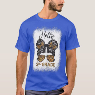 T-shirt Mignonne Retour À L'ÉcoleMessy Bun Bonjour Filles