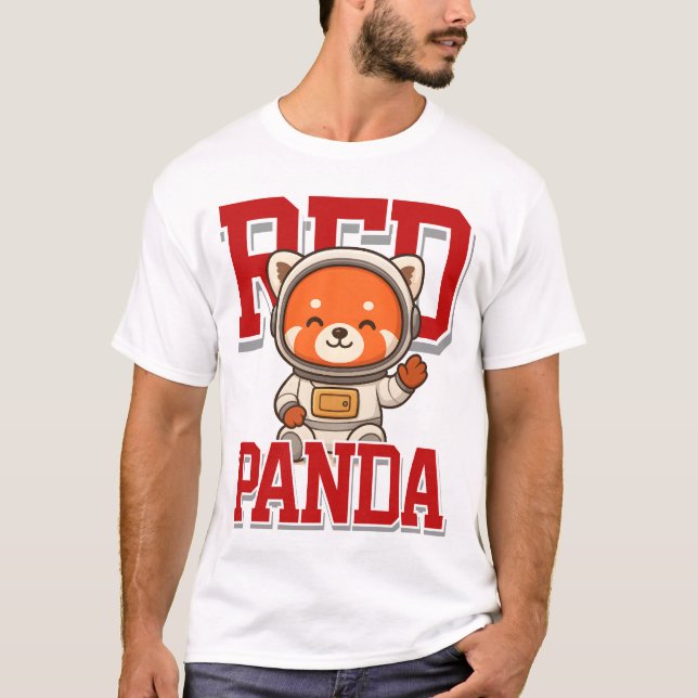 T-shirt Mignonne Rouge Panda Unisex Homme Vêtements Femme (Devant)