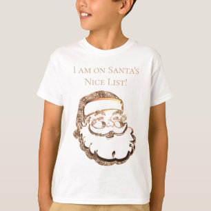 T-shirt Mignonne Santa Claus Nice Liste Élégante Faux Gold