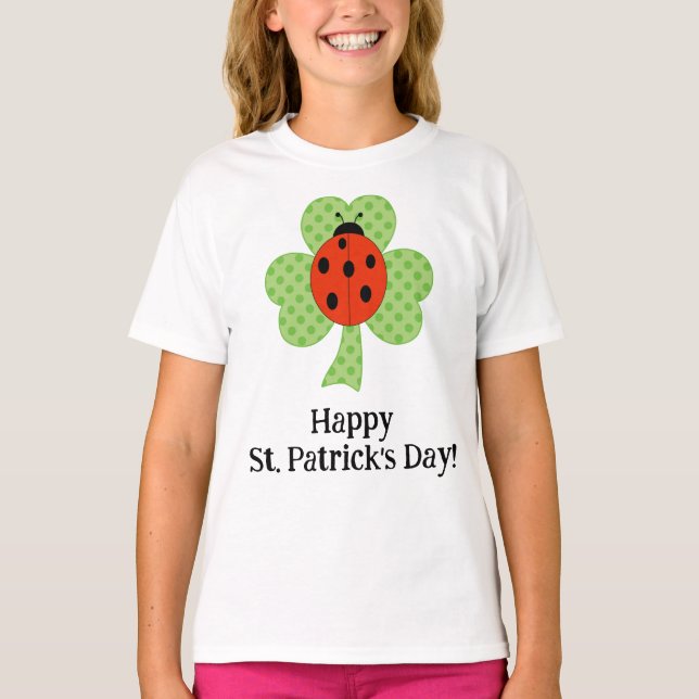 T-shirt Mignonne Shamrock Pois St. Patricks Day coccinelle (Devant)