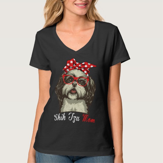 T-shirt Mignonne Shih Tzu Maman Femmes Hommes Shih Tzu Chi (Devant)