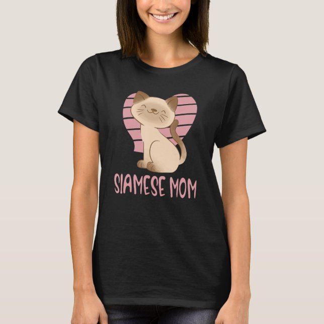 T-shirt Mignonne Siamese Maman Fou Chat Lady Kitty Fur Mam (Devant)