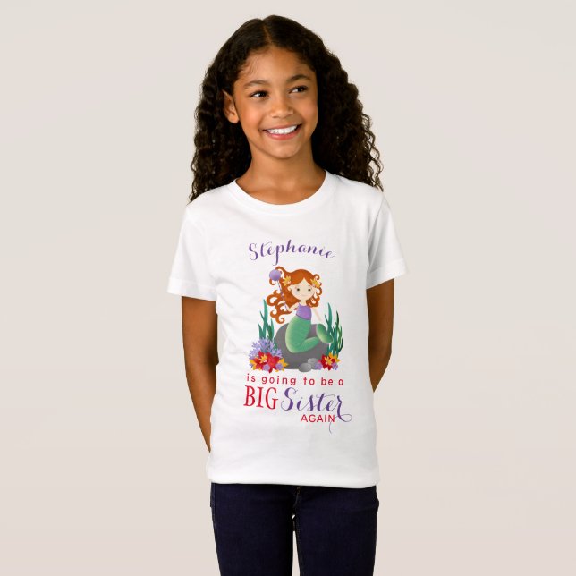 T-Shirt Mignonne Sirène Grande Soeur à nouveau (Devant entier)