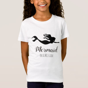 T-Shirt Mignonne sirène graphique en noir et blanc en miss