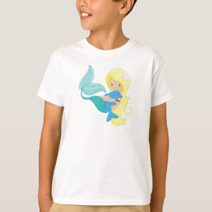 T-shirt Mignonne Sirène, Petite Sirène, Cheveux Blonde, Da