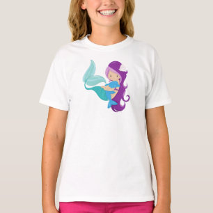 T-shirt Mignonne Sirène, Petite Sirène, Cheveux pourpre, D