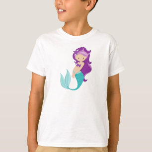 T-shirt Mignonne Sirène, Petite Sirène, Cheveux pourpre, É