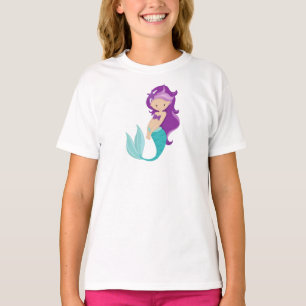 T-shirt Mignonne Sirène, Petite Sirène, Cheveux pourpre, É