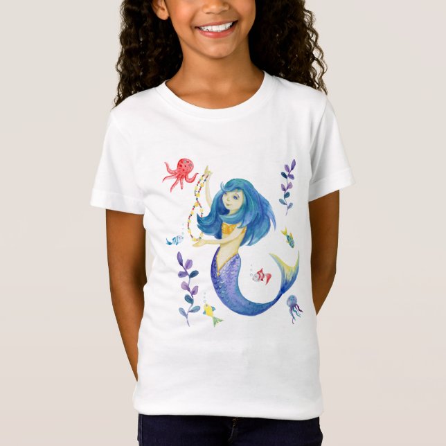T-Shirt Mignonne sirène sous l'eau  (Devant)