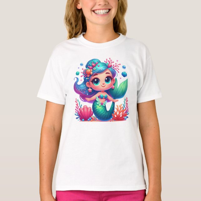 T-shirt Mignonne sirène sous-marine (Devant)