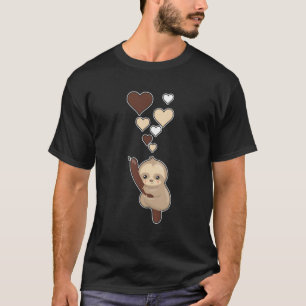 T-shirt Mignonne Sloth Avec Les Coeurs J'Aime Les Fentes