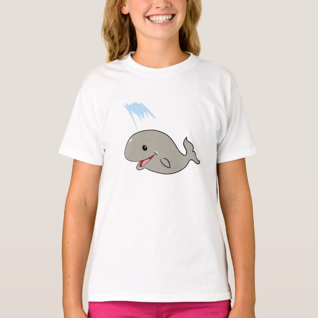 T-shirt Mignonne, Souriante, Baleine à dessin (Devant)