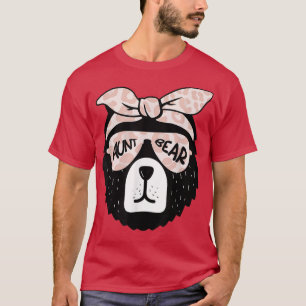 T-shirt Mignonne Tante Ours Visage Lunettes de soleil Mère