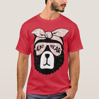 T-shirt Mignonne Tante Ours Visage Lunettes de soleil Mère